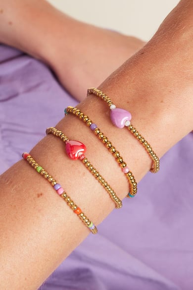 Pulsera corazón - colección #summergirls Verde &amp; Color dorado Ceramics h5 Imagen2